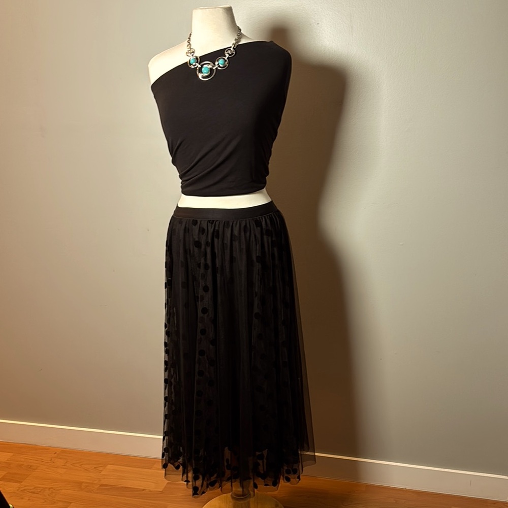 Elegant Black Polka Dot Skirt